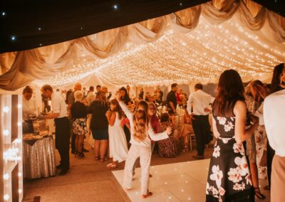 Inside a lined clear span marquee in Essex | County Marquees East Anglia