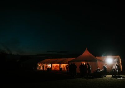 Night time shot of clear span marquee | County Marquees East Anglia