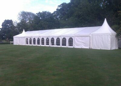 Clear span marquee with Chinese hat extension | County Marquees East Anglia