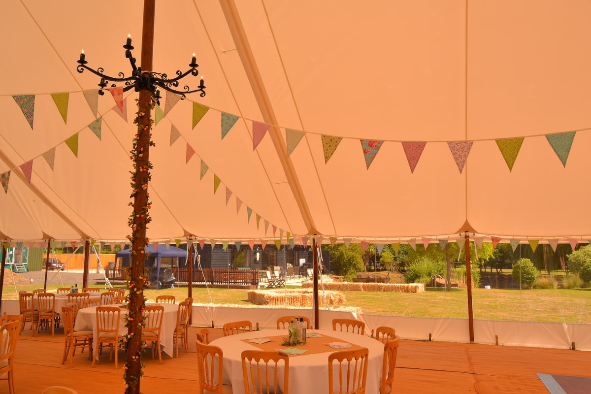 Close-up interior shot of one of our Sail Cloth Marquees in Essex | County Marquees East Anglia