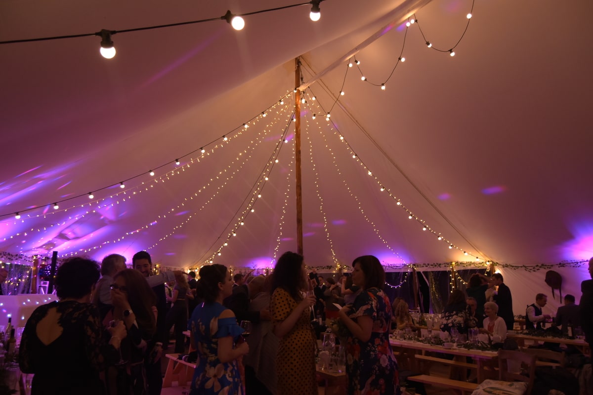 Night time interior shot of one of our Sail Cloth Marquees in Essex | County Marquees East Anglia