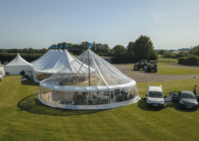 County Marquees East Anglia setting up Transparent Party Tent and Sail Cloth Marquee for an event in Essex