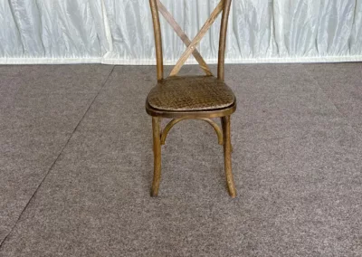 Oak crossback chair with rustic seat pad | County Marquees