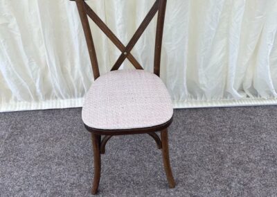 Crossback chair with white seat pad | County Marquees