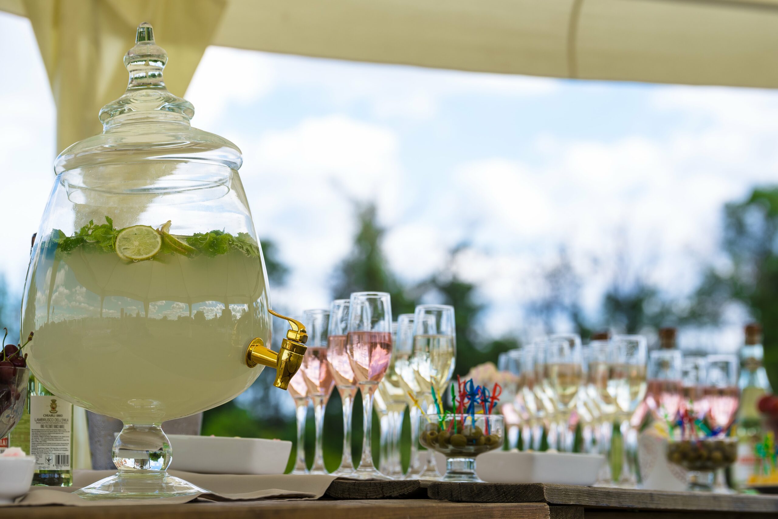 Cocktail under marquee Colchester spring party 