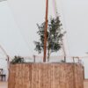 Full round circle rustic mobile bar