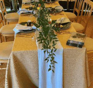 trestle table for seating by county marquees