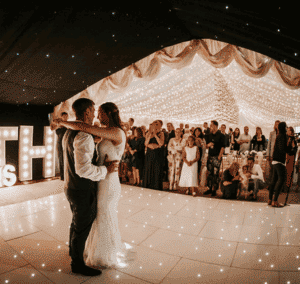 Clear span marquee interior with dance floor