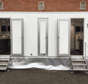 luxury mobile toilet exterior by county marquees
