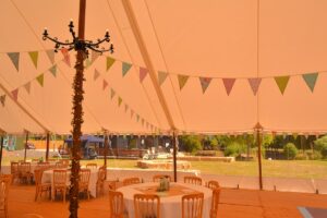 Decorations inside clear span marquee