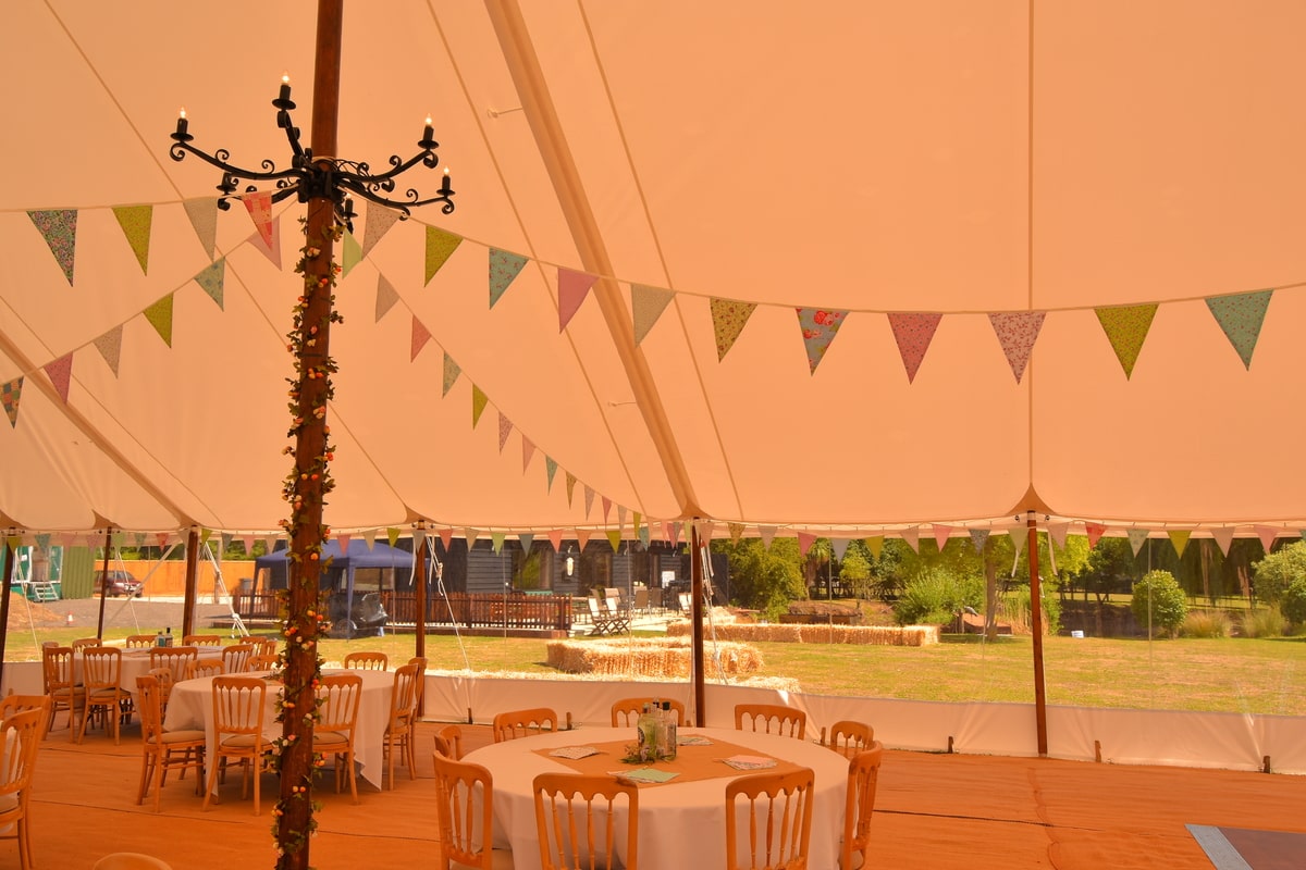 Decorations inside clear span marquee