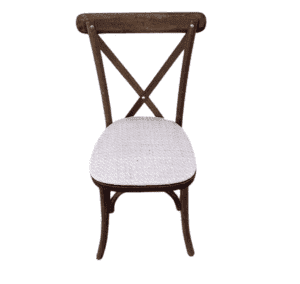 oak crossback chair with white seat pad