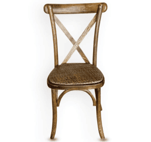 Oak crossback chair with rustic seat pad | County Marquees