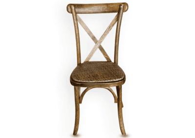 Oak crossback chair with rustic seat pad | County Marquees