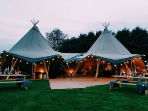 Tipi Marquee Hire in the evening,