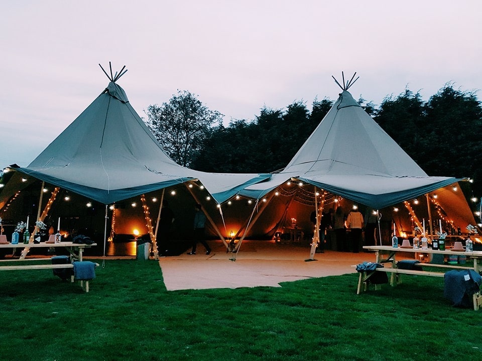 Tipi Marquee Hire in the evening,