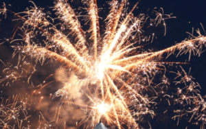 New Years Eve Party Fireworks Near Marquee Tent