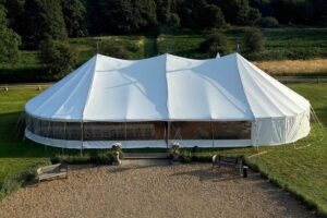 Marquee in a field as a wedding marquee hire in Essex