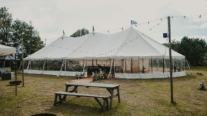 Summer marquee on a field