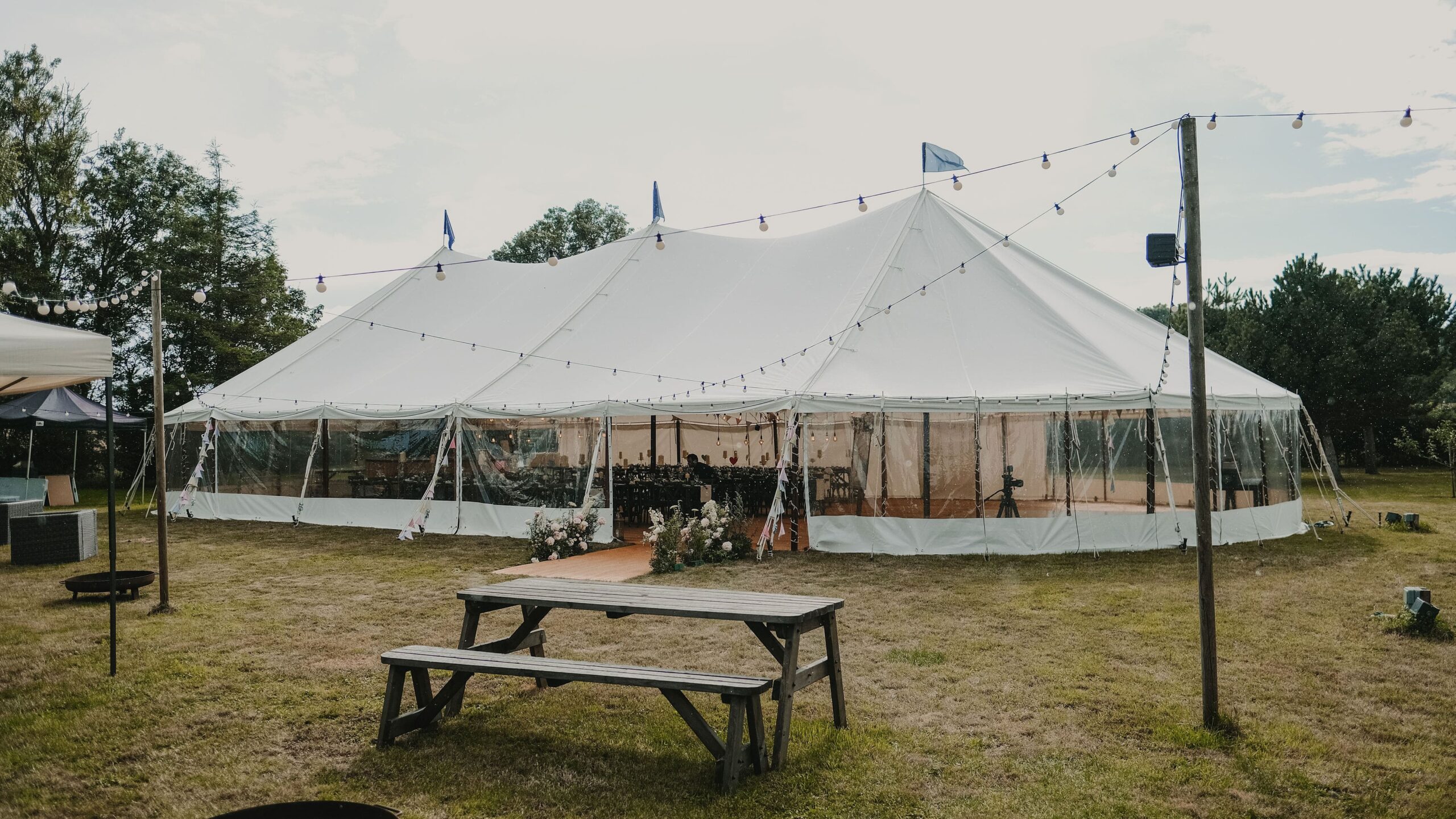 Summer marquee on a field