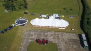 Corporate marquee hire from above
