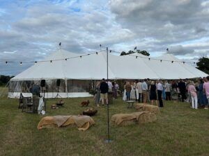 Corporate marquee hire showing a corporate event in marquee